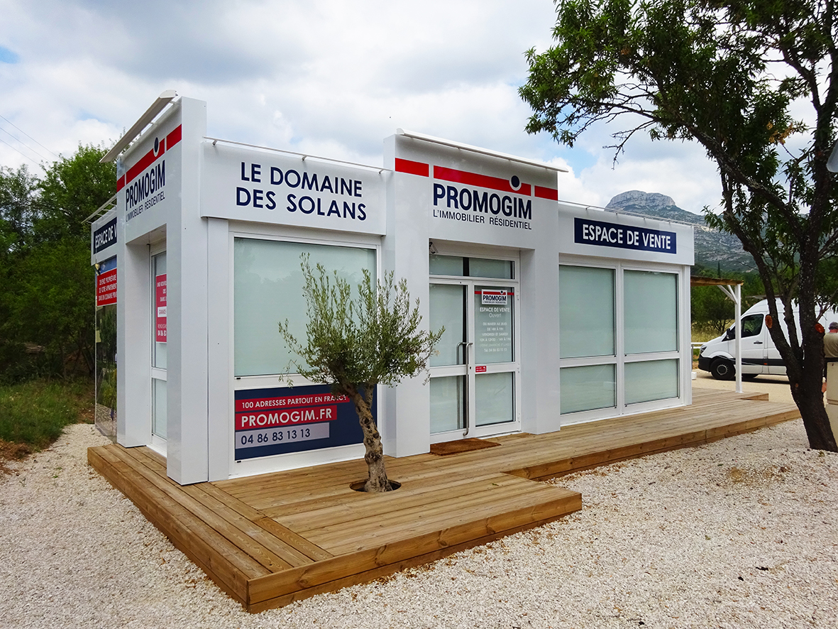 Habillage de l'espace de vente Promogim Le Domaine des Solans